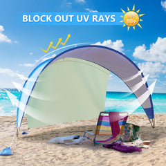 TOBTOS Beach Tent dual-shade design with wind-floating back cloth for flexible shading.