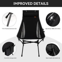 TOBTOS camping chair side pockets keep essentials within reach