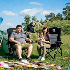 TOBTOS camping chair cup holder image showing easy drink access.