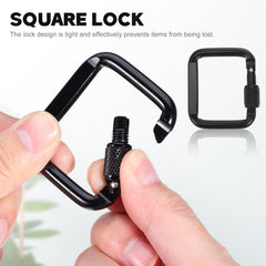 Toddmomy aluminum square carabiner key clip ideal for hiking and camping.