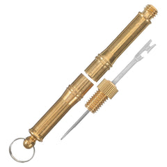 Toddmomy fishing knotting tool with golden finish for quick secure knots.