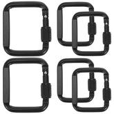 Toddmomy square carabiner with threaded lock secures keys and small tools during travel.