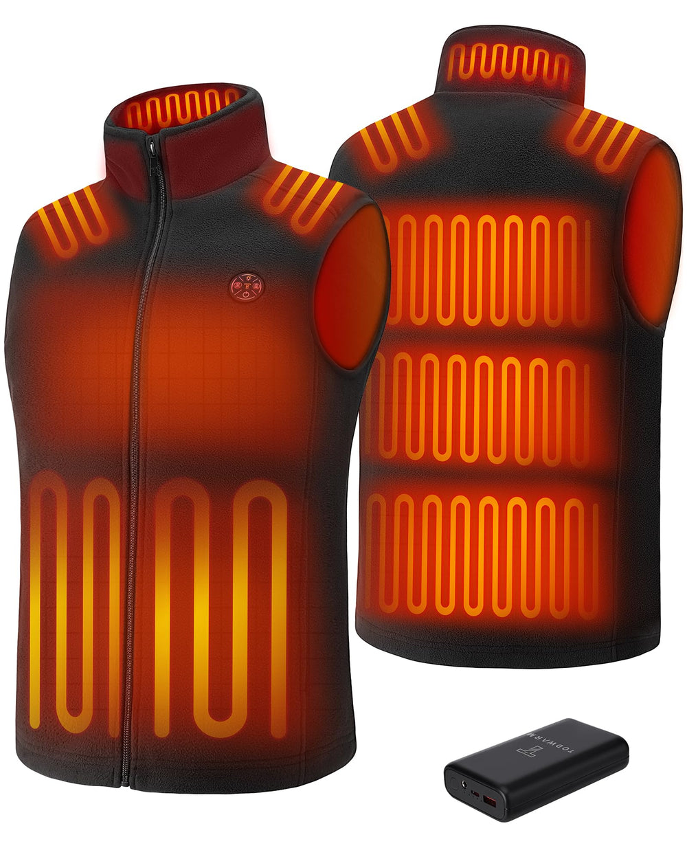 TODWARM men's heated vest front view showing quick warmth for on-the-go wear.