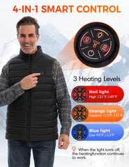TODWARM vest battery pack showcases 16000mAh capacity for extended warmth.