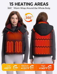 TODWARM women heated vest back view showing even heat distribution for comfort.