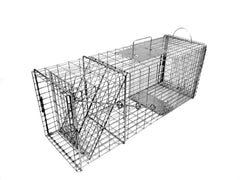 Tomahawk Model 608 trap front view with sturdy galvanized mesh for raccoons