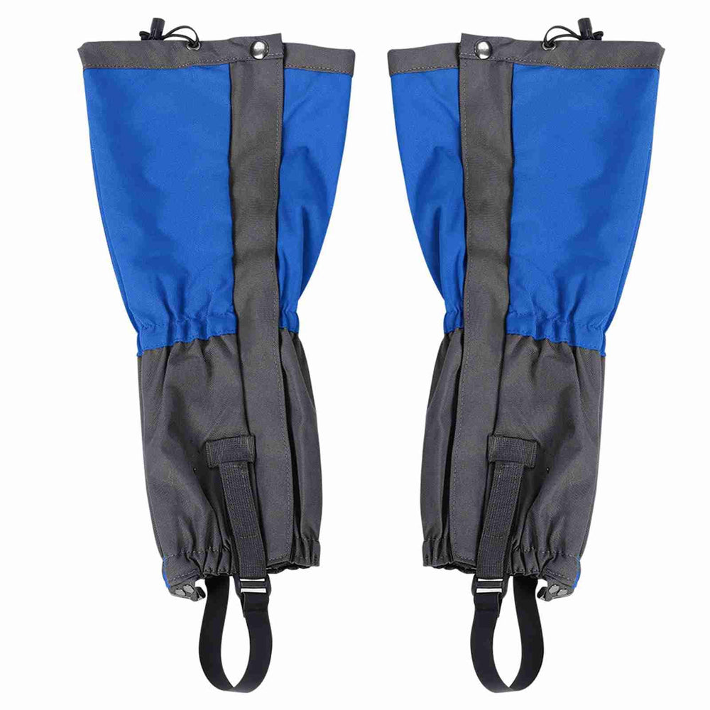 Tomedny blue lightweight leg gaiters cover hiking boots for snow protection.