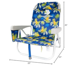 Tommy Bahama chair highlights adjustable pillow for neck support.