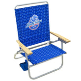 Tommy Bahama Easy In-Easy Out Chair blue open view—elevated seating for easy beach access