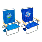 Tommy Bahama two-pack chairs in blue offer comfortable seaside seating.