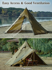 TOMOUNT Hot Tent interior diameter reveals spacious 2-4 person layout.
