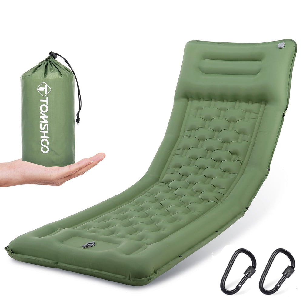 Tomshoo sleeping pad unrolled shows roomy 77x28 inches for full-body comfort