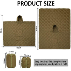 Tongcamo Poncho Liner Hood Adjustment demonstrates wind sealing for exposed trails.