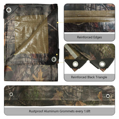 Tongcamo tarp edge hemmed reinforced corner details for tear resistance