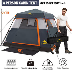 Toogh tent with door and windows for breathable airflow and easy access.