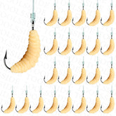 TOOLSSIDE 24-piece rubber maggots fishing bait set with hooks