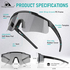 ToopMount Tactical Eyewear anti-fog side angle showing wraparound protection.