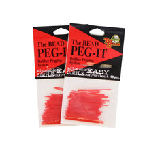 Red Bead Peg-It pegging beads to fishing line close-up