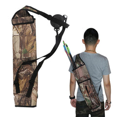 Toparchery camouflage archery back quiver side view shows easy arrow access during practice