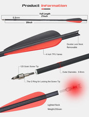 TOPARCHERY carbon crossbow arrows 20in with lighted nocks improve night visibility for practice.