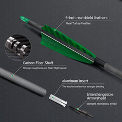 TOPARCHERY removable 100-grain tips with O-ring locking for easy customization.