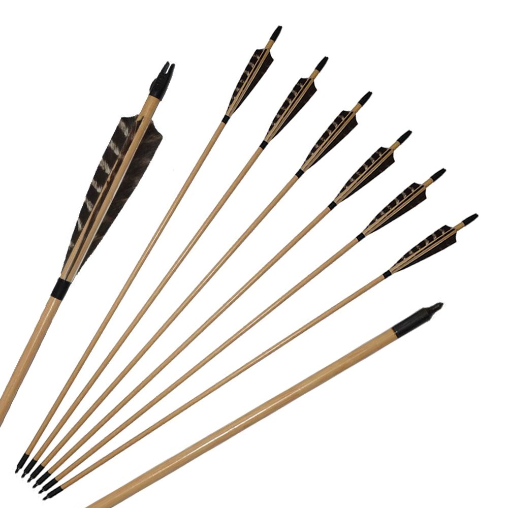 TOPARCHERY wooden arrows 32-inch flight ready for target practice.