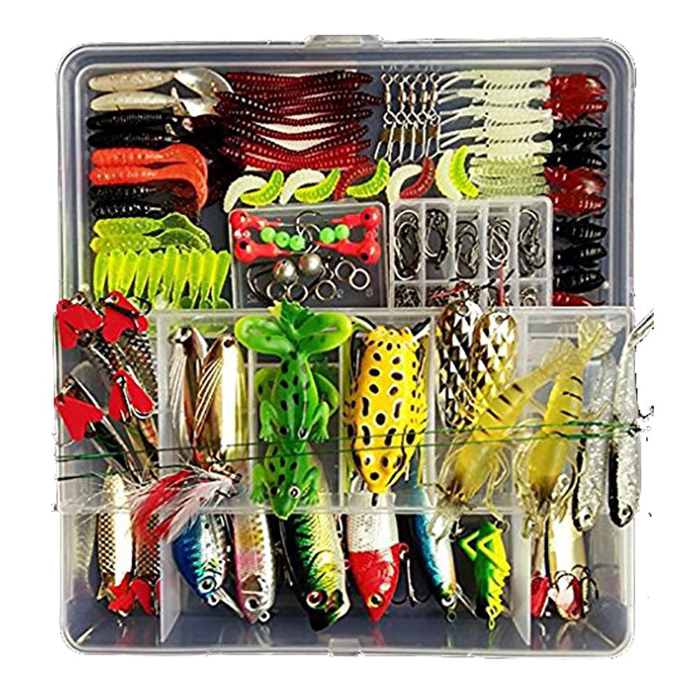 180-piece Topconcept freshwater lure kit in two-layer tackle box