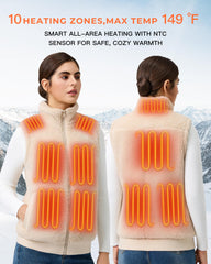 Topdot fuzzy fleece heated vest back view highlights full-back heat coverage.