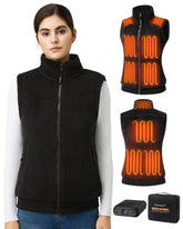 Topdot fuzzy fleece heated vest front view delivering all-day warmth for outdoor activities.