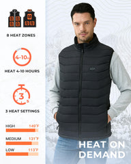 Topdot heated vest back view highlighting multi-zone warmth coverage.
