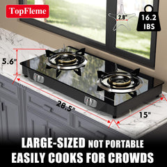 TopFleme blue flame technology shows wind resistance for outdoor cooking.
