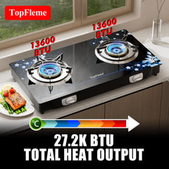 TopFleme tempered glass top demonstrates heat tolerance and easy cleaning.