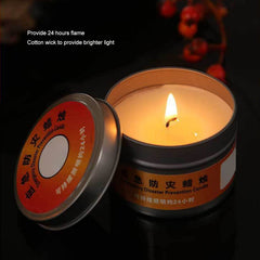 TOPINCN compact portable candle fits in a backpack for hiking emergencies.