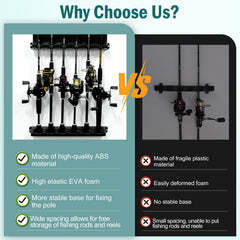 15.5-inch rod holders storing six fishing rods