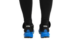 Universal hook-and-loop attachment secures the gaiter to trail shoes