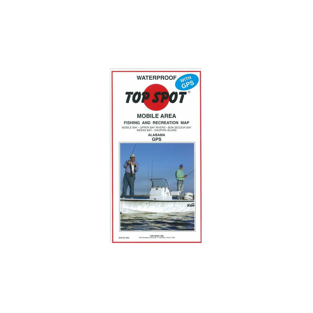 Topspot fishing map for Mobile Bay to Dauphin Island, ideal for planning productive fishing trips.