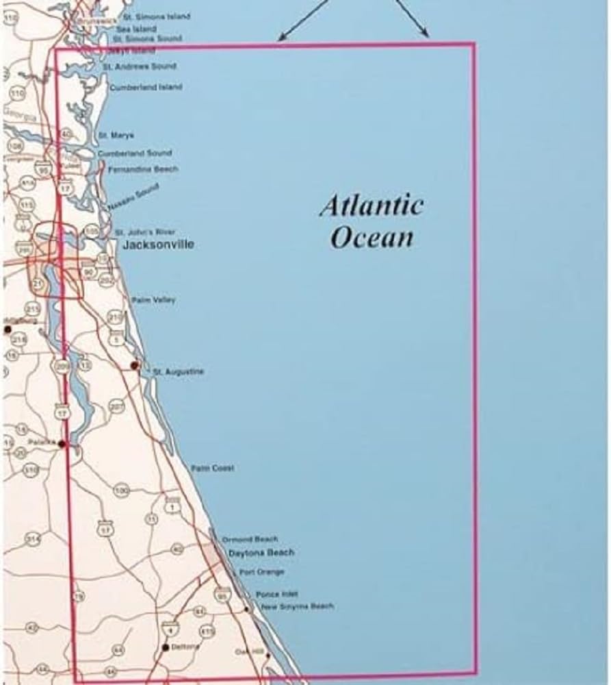 Topspot Fishing Map NE Florida/Southern Georgia highlights hot spots and coordinates for planning trips.