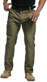 TOPTACPRO Tactical Pants front view in Ranger Green with roomy pockets for gear