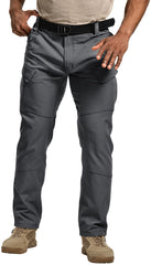 TOPTACPRO Tactical Pants Wolf Gray front view showcasing rugged outdoor-ready design.