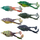Topwater frog lure with double propeller legs in action