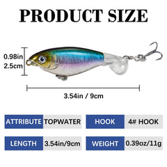 Five-piece topwater lure set displayed together