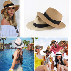 Foldable straw hat rolled for packing for easy travel