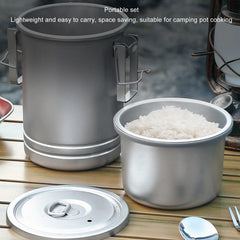 Topyond 304 stainless steel pot emphasizes durability for rugged camping.