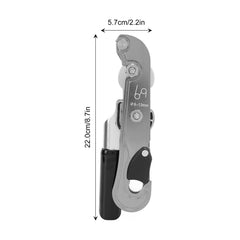 Topyond descender with rubber grip handle for comfortable descent.