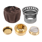 Topyond mini stove windproof brass front view for reliable outdoor cooking.
