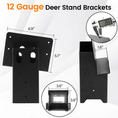 Toriexon-12-gauge-steel-deer-stand-brackets indicate heavy-duty support for deer stand.