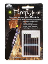 Tortoise Gear Firefly regular firestarter in a Swiss Army knife, showing strong sparks