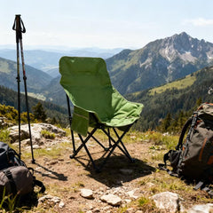 TOSAMC folding camping chair demonstrates compact carry-bag portability for hikers.