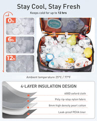 TOURIT cooler bag interior shows 48-can capacity ready for picnics.
