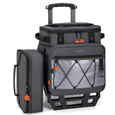 TOURIT 75-Can rolling cooler with dual compartments for organized drinks and snacks.